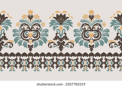 Motifs Ikat floral paisley embroidery floral.ikat ethnic oriental pattern traditional.Ikat embroidery style abstract embroidery design for texture, fabric, clothing, wrapping, decoration