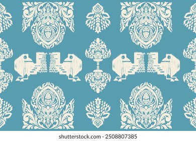 Motifs Ikat floral paisley embroidery floral. ikat ethnic Saree Sarong oriental pattern traditional.Ikat embroidery style abstract embroidery design for texture,fabric,clothing,wrapping,decoration