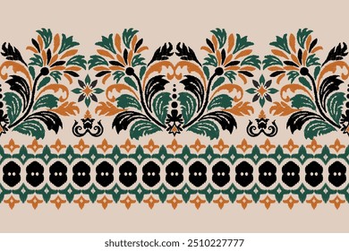 Motifs Ikat floral paisley embroidery floral.ikat ethnic oriental pattern traditional.Ikat embroidery style abstract embroidery design for texture, fabric, clothing, wrapping, decoration