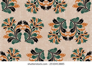 Motifs Ikat floral paisley embroidery background.geometric ethnic oriental pattern traditional.Aztec-style abstract. design for texture, fabric, clothing, wrapping, decoration