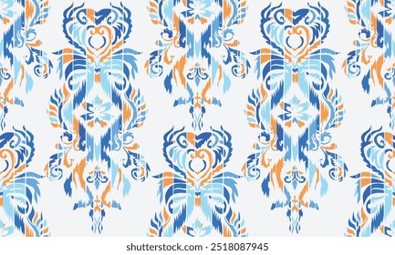 Motifs Ikat floral paisley embroidery on white background.geometric ethnic oriental pattern."This content was created using vector drawing tools and software, not generated by AI"