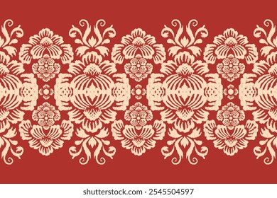 Motifs Ikat floral paisley embroidery background.geometric ethnic oriental pattern traditional.Aztec-style abstract. design for texture, fabric, clothing, wrapping, decoration