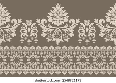 Motifs Ikat floral paisley embroidery background.geometric ethnic oriental pattern traditional.Aztec-style abstract vector illustration. Design for texture, fabric, clothing, wrapping, decoration