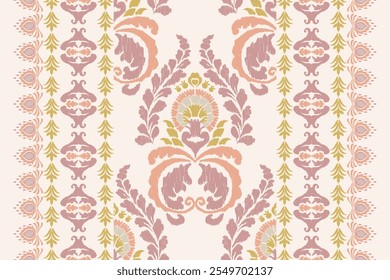 Motivos Ikat floral paisley bordado background.geometric padrão oriental étnico tradicional.Aztec-estilo abstrato ilustração vetor. Design para textura, tecido, roupas, embalagem, decoração