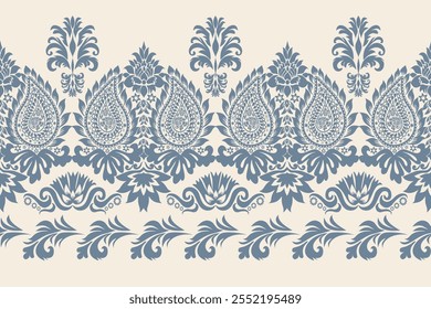 Motifs Ikat floral paisley embroidery background.geometric ethnic oriental pattern traditional.Aztec-style abstract vector illustration. Design for texture, fabric, clothing, wrapping, decoration