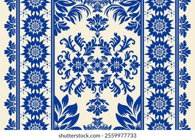 Motifs Ikat floral paisley embroidery on white background.geometric ethnic oriental pattern traditional.Aztec style abstract vector illustration.design for texture,fabric,clothing,wrapping, decoration