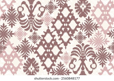 Motifs Ikat floral paisley embroidery background.geometric ethnic oriental pattern traditional.Aztec-style abstract illustration. Design for texture, fabric, clothing, wrapping, decoration