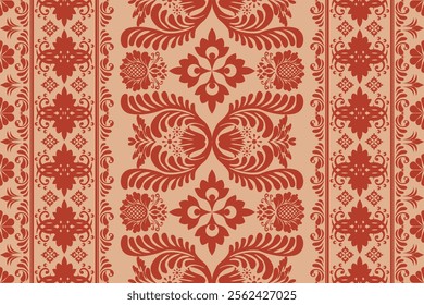 Motifs Ikat floral paisley embroidery on the background.geometric ethnic oriental pattern traditional.Aztec-style abstract vector illustration. design for texture,fabric, clothing,wrapping, decoration