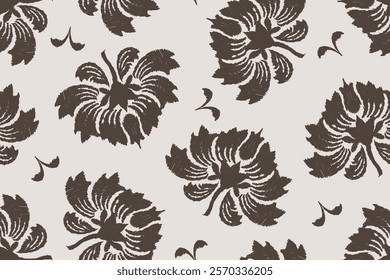 Motifs Ikat floral paisley embroidery background.geometric ethnic oriental pattern traditional.Aztec-style abstract damask illustration.baroque, hand-drawn pattern. Design for texture,fabric, clothing