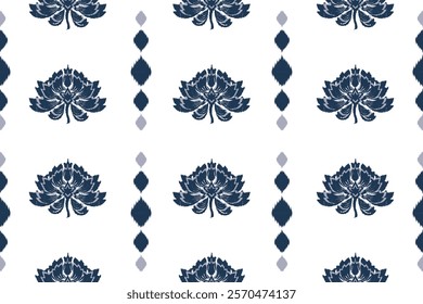 Motifs Ikat floral paisley embroidery background.geometric ethnic oriental pattern traditional.Aztec-style abstract damask illustration.baroque, hand-drawn pattern. Design for texture,fabric, clothing