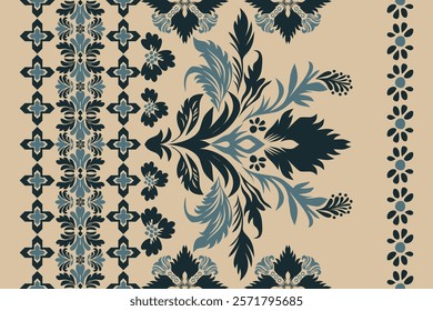 Motifs Ikat floral paisley embroidery background.geometric ethnic oriental pattern traditional.Aztec style abstract vector illustration.design for texture,fabric,clothing,wrapping,decoration