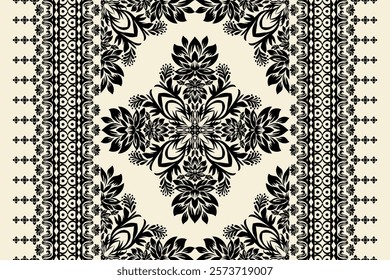 Motifs Ikat floral paisley embroidery background.geometric ethnic oriental pattern traditional.Aztec style abstract vector illustration.design for texture,fabric,clothing,wrapping,decoration