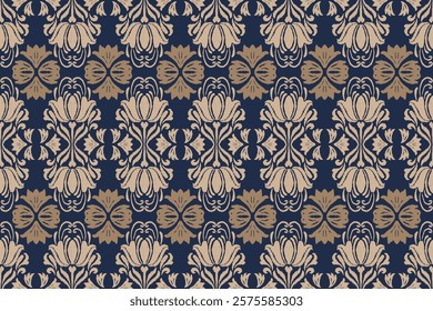 Motifs Ikat floral paisley embroidery background.geometric ethnic oriental pattern traditional.Aztec-style abstract vector illustration. design for texture,fabric, clothing,wrapping, decoration