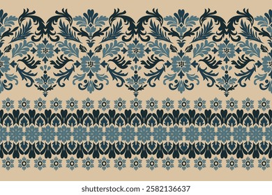 Motifs Ikat floral paisley embroidery background.geometric ethnic oriental pattern traditional.Aztec-style abstract vector illustration. design for texture, fabric,clothing, wrapping,decoration