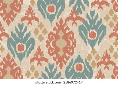 Motifs Ikat floral paisley embroidery background.geometric ethnic oriental pattern traditional.Aztec-style abstract vector illustration. Design for texture, fabric, clothing, wrapping, decoration