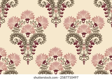 Motifs Ikat floral paisley embroidery background.geometric ethnic oriental pattern traditional.Aztec-style abstract vector illustration. Design for texture, fabric, clothing, wrapping, decoration