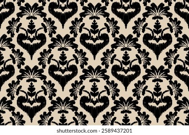 Motifs Ikat floral paisley embroidery background.geometric ethnic oriental pattern traditional.Aztec-style abstract vector illustration. Design for texture, fabric, clothing, wrapping, decoration