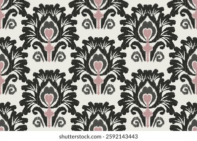Motifs Ikat floral paisley embroidery background.geometric ethnic oriental pattern traditional.Aztec-style abstract vector illustration. Design for texture, fabric, clothing, wrapping, decoration