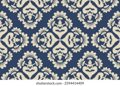 Motifs Ikat floral paisley embroidery background.geometric ethnic oriental pattern traditional.Aztec-style damask ornament royal Victorian. Design for texture, fabric, clothing, wrapping, decoration