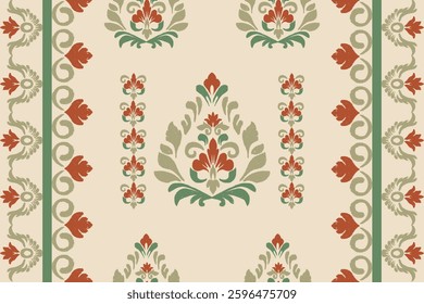 Motifs Ikat floral paisley embroidery floral.ikat ethnic oriental pattern traditional.Ikat embroidery style abstract embroidery design for Saree,clothing,wrapping,sarong, texture,fabric,decoration

