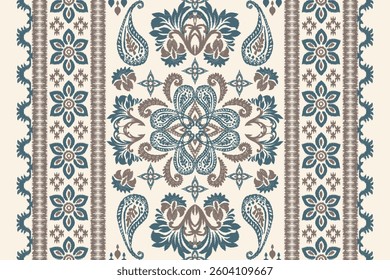 Motifs Ikat floral paisley embroidery background.geometric ethnic oriental pattern traditional.Aztec-style abstract. design for texture, fabric, clothing, wrapping, decoration