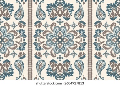 Motifs Ikat floral paisley embroidery background.geometric ethnic oriental pattern traditional.Aztec-style abstract vector illustration. Design for texture, fabric, clothing, wrapping, decoration