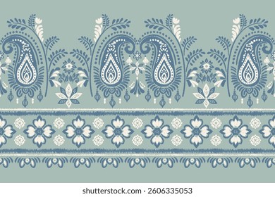 Motifs Ikat floral paisley embroidery background.geometric ethnic oriental pattern traditional.Aztec-style abstract. design for texture, fabric, clothing, wrapping, decoration