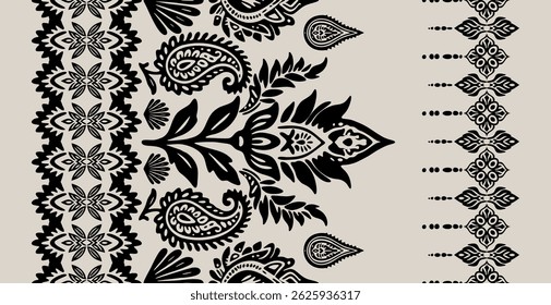 Motifs Ikat floral paisley embroidery background.geometric ethnic oriental pattern traditional.Aztec style abstract vector illustration. Design for texture, fabric, clothing, wrapping