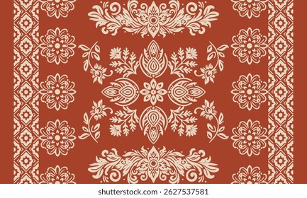 Motifs Ikat floral paisley embroidery background.geometric ethnic oriental pattern traditional.Aztec style abstract vector illustration. Design for texture,fabric, clothing,wrapping, decoration