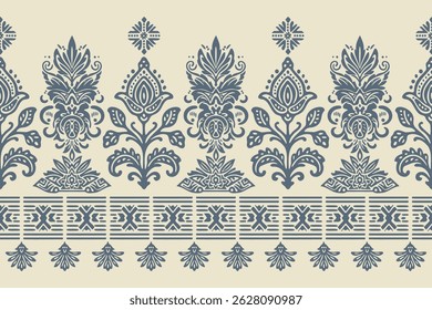 Motifs Ikat floral paisley embroidery background.geometric ethnic oriental pattern traditional.Aztec style abstract vector illustration. Design for texture,fabric, clothing,wrapping, decoration