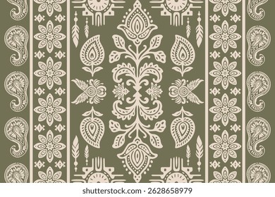 Motifs Ikat floral paisley embroidery background.geometric ethnic oriental pattern traditional.Aztec style abstract vector illustration. Design for texture,fabric, clothing,wrapping, decoration