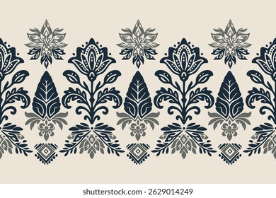 Motifs Ikat floral paisley embroidery background.geometric ethnic oriental pattern traditional.Aztec style abstract vector illustration. Design for texture,fabric, clothing,wrapping, decoration