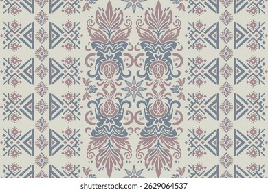 Motifs Ikat floral paisley embroidery background.geometric ethnic oriental pattern traditional.Aztec style abstract vector illustration. Design for texture,fabric, clothing,wrapping, decoration