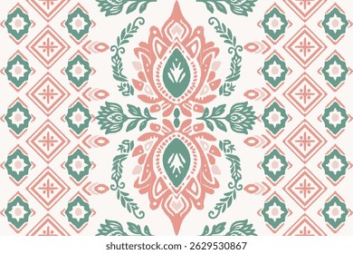Motifs Ikat floral paisley embroidery background.geometric ethnic oriental pattern traditional.Aztec style abstract vector illustration. Design for texture,fabric, clothing,wrapping, decoration