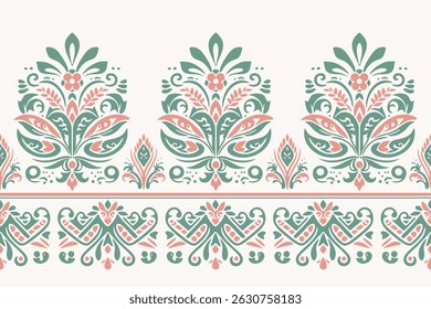 Motifs Ikat floral paisley embroidery background.geometric ethnic oriental pattern traditional.Aztec style abstract vector illustration. Design for texture,fabric, clothing,wrapping, decoration
