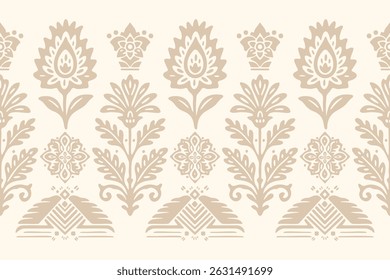 Motifs Ikat floral paisley embroidery background.geometric ethnic oriental pattern traditional border. Aztec style abstract vector illustration. Design for texture, fabric, clothing, and wrapping