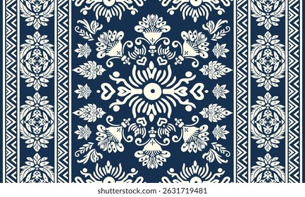 Motifs Ikat floral paisley embroidery background.geometric ethnic oriental pattern traditional.Aztec style abstract vector illustration. Design for texture,fabric, clothing,wrapping, decoration