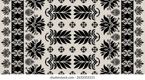 Motifs Ikat floral paisley embroidery background.geometric ethnic oriental pattern traditional border.Aztec-style abstract. design for texture, fabric, clothing, wrapping, decoration