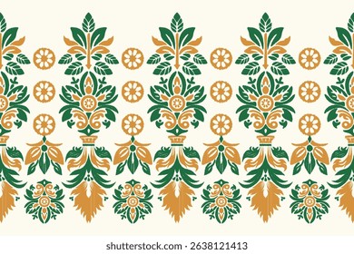 Motifs Ikat floral paisley embroidery background.geometric ethnic oriental pattern traditional.Aztec style abstract vector illustration. Design for texture, fabric, clothing, wrapping