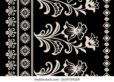Motifs Ikat floral paisley embroidery background.geometric ethnic oriental pattern traditional.Aztec style abstract vector illustration. Design for texture,fabric, clothing,wrapping, decoration