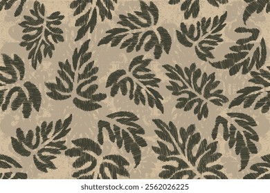 Motifs Ikat leaf embroidery on the background.geometric ethnic oriental pattern traditional.Aztec-style abstract vector illustration. Design for texture, fabric, clothing, wrapping, decoration