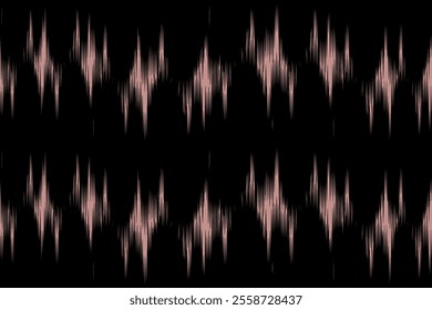Motifs Ikat waves on a black background. Geometric ethnic oriental pattern traditional.Aztec-style abstract vector illustration. Design for texture, fabric, clothing, wrapping, decoration