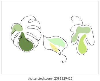 Motifs of leaves and flowers Pattern. Vector. image on a white and colored background.