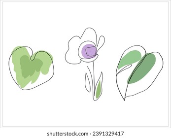 Motivos de hojas y flores Patrón. Vector. imagen en un fondo blanco y coloreado.