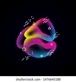 Motion amoeba fluid abstract background paper cut. Liquid bubble for logo text. Book cover modern banner neon colors with outline.