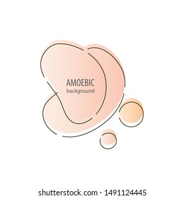 Motion amoeba fluid abstract background paper cut. Liquid bubble for logo text. Book cover modern banner pastel colors with outline. Amoeba vector.