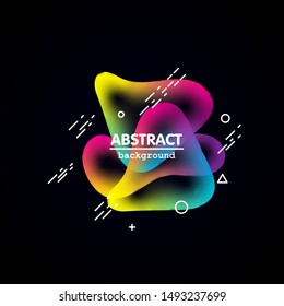 Motion amoeba fluid abstract background paper cut. Liquid bubble for logo text. Book cover modern banner neon colors with outline. Amoeba vector.