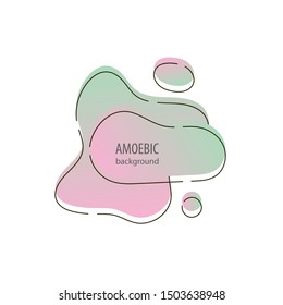 Motion amoeba fluid abstract background paper cut. Liquid bubble for logo text. Book cover modern banner pastel colors with outline