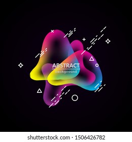Motion amoeba fluid abstract background paper cut. Liquid bubble for logo text. Book cover modern banner neon colors with outline.