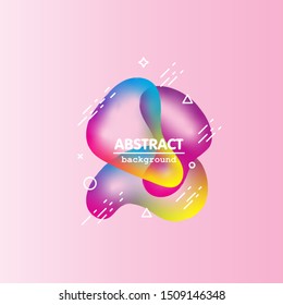 Motion amoeba fluid abstract background paper cut. Liquid bubble for logo text. Book cover modern banner neon colors with outline.